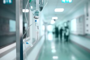 Drip on the background a hospital corridor concept